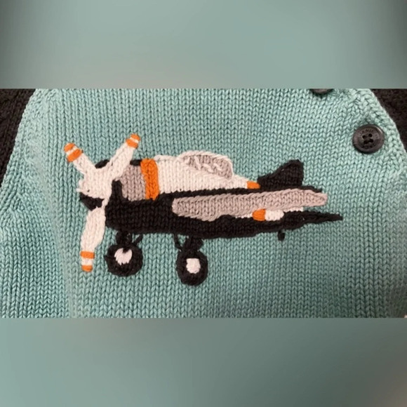 Janie and Jack Cotton Knot Sweater with Airplane 12-18M - Picture 4 of 6